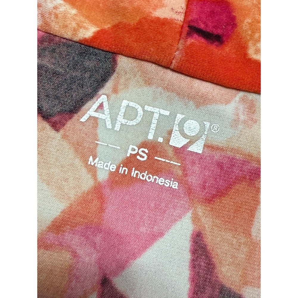 APT. 9 Blouse, Women's Petite Small, Orange Pink White Black Short Sleeve V-neck - Picture 5 of 6